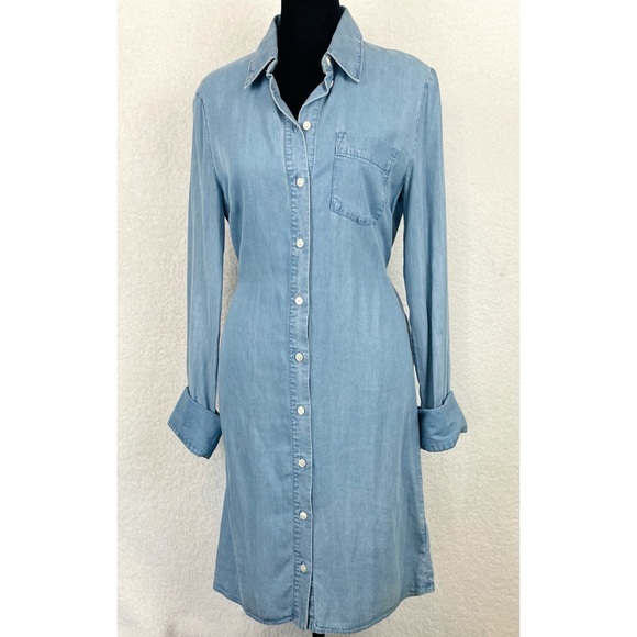 MICHAEL KORS COLLECTION • Chambray Denim Tie Waist Mini Dress - Picture 10 of 16